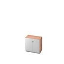 Archiefkast, 2 ordnerhoogten, B 800 x D 420 mm, notenhoutpatroon/zilver