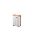 Archiefkast, 3 ordnerhoogten, B 800 x D 420 mm, notenhoutpatroon/zilver