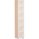 Archiefkast ALICANTE, 6 ordnerhoogten, 5 legborden, glasdeur links, B 400 x D 400 x H 2160 mm,