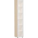 Archiefkast ALICANTE, 6 ordnerhoogten, 5 legborden, glasdeur links, B 400 x D 400 x H 2160 mm,