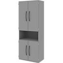 Archiefkast BARI, 6 ordnerhoogten, 3 legborden, 1 open vak, B 819 x D 430 x H 2174 mm, middengrijs/middengrijs