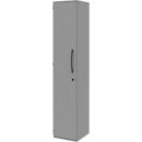 Archiefkast BARI, 6 ordnerhoogten, 5 legborden, slot, deuraanslag links, B 427 x D 430 x H 2174 mm, middengrijs/middengrijs