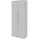 Archiefkast BARI, 6 ordnerhoogten, met middenwand, B 1000 x D 430 x H 2174 mm, lichtgrijs/lichtgrijs/aluminium