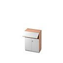 Archiefkast met veiligheidsklep, 3 ordnerhoogten, B 800 x D 420 mm, notenhoutpatroon/zilver