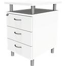 Archivador fijo ARLON OFFICE, con tablero, 3 cajones, An 450 x P 600 x Al 730 mm, con cerradura, blanco