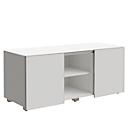 Archivador múltiple SOLUS PLAY, 2 puertas correderas, 2 compartimentos abiertos, sin tiradores, An 1350 x P 523 x Al 583 mm, blanco