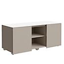 Archivador múltiple SOLUS PLAY, 2 puertas correderas, 2 compartimentos abiertos, sin tiradores, An 1350 x P 523 x Al 583 mm, gris piedra