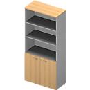 ARLON OFFICE combi-boekenkast, 5 OH, B 900 x D 450 x H 2000 mm, beukendecor/alu