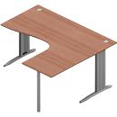 ARLON-OFFICE L-shaped desk, W 1600 x D 1200 x H 730 mm, Canaletto walnut, with a top and a back panel.