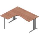 ARLON-OFFICE L-shaped desk, W 1600 x D 1200 x H 730 mm, Canaletto walnut, with a top and a back panel.