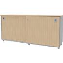 ARLON OFFICE sliding door cupboard, 2 compartments, lockable, shell handles, W 1600 x D 450 x H 730 mm, oak decor