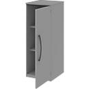 Armario archivador BARI, 3 AA, 2 estantes, bisagra de puerta a la derecha, An 427 x P 430 x Al 1117 mm, gris medio/gris medio