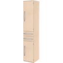 Armario archivador BARI, 6 AA, 3 estantes, 2 cajones, bisagra de puerta a la derecha, An 427 x P 430 x Al 2174 mm, arce/arce/aluminio