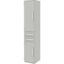 Armario archivador BARI, 6 AA, 3 estantes, 2 cajones, bisagra de puerta a la izquierda, An 427 x P 430 x Al 2174 mm, gris claro/gris claro/aluminio