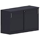 Armario auxiliar de puertas correderas BEXXSTAR, 1,5 alturas de archivo, ancho 1200 x fondo 445 x alto 740 mm, negro