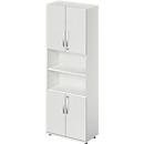 Armario combinado Schäfer Shop Select LOGIN, arriba y abajo 2 alturas de archivador con puerta, balda central, An 800 x P 420 x Al 2240 mm, gris claro/gris claro