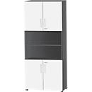 Armario combinado Schäfer Shop Select SET UP, 6 OH, An 800 x P 420 x Al 2240 mm, grafito/blanco