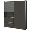 Armario combinado Toledo, con panel trasero, 2 cajones, 5 AA con cerradura, An 1580 x P 380 mm, antracita