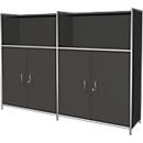 Armario combinado Toledo, con panel trasero, con cerradura, 3 AA, 2 compartimentos, An 1580 x P 380 mm, antracita