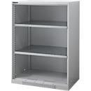 Armario con estantes FS, de chapa de acero, con orificios de ventilación, ancho 810 x fondo 520 x alto 1105 mm, 3 OH, aluminio blanco, hasta 180 kg