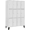 Armário de cacifos, compartimentos 4 x 3, 300 mm, com pés