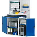 Armário de computador, versão estacionária ou móvel, com caixa do monitor