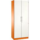 Armario de puertas batientes ASISTO C 3000, 5 alturas de archivo, An 800 mm, naranja/blanco