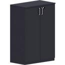 Armario de puertas batientes BEXXSTAR, 3 alturas de archivo, puertas de madera, H 1155 mm, negro