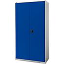 Armario de puertas batientes Schäfer Shop Genius FS, acero, con rejillas de ventilación, ancho 1055 x fondo 520 x alto 1950 mm, 5 OH, gris claro/azul genciana, hasta 500 kg