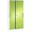 Armario de puertas correderas ASISTO C 3000, 5 alturas de archivo, con cerradura, anchura 1000 mm, blanco/verde pistacho