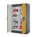 Armario de seguridad tipo 90 asecos Q-CLASSIC-90, puertas batientes, frontal amarillo de seguridad, An 1193 x P 615 x Al 1953 mm