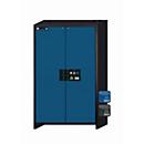 Armario de seguridad tipo 90 asecos Q-CLASSIC-90, puertas batientes, frontal azul genciana, An 1193 x P 615 x Al 1953 mm