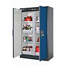 Armario de seguridad tipo 90 asecos Q-CLASSIC-90, puertas batientes, frontal azul genciana, An 1193 x P 615 x Al 1953 mm