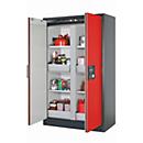 Armario de seguridad tipo 90 asecos Q-CLASSIC-90, puertas batientes, frontal rojo tráfico, An 1193 x P 615 x Al 1953 mm