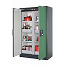 Armario de seguridad tipo 90 asecos Q-CLASSIC-90, puertas batientes, frontal verde reseda, An 1193 x P 615 x Al 1953 mm