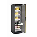 Armario de seguridad tipo 90 asecos Q-PEGASUS-90, puerta batiente con cierre automático, bisagra a la derecha, frontal amarillo de seguridad, An 599 x P 615 x Al 1953 mm