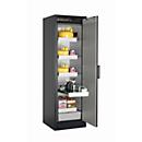 Armario de seguridad tipo 90 asecos Q-PEGASUS-90, puerta batiente con cierre automático, bisagra a la derecha, frontal plata asecos, An 599 x P 615 x Al 1953 mm