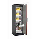 Armario de seguridad tipo 90 asecos Q-PEGASUS-90, puerta batiente con cierre automático, bisagra a la derecha, frontal rojo tráfico, An 599 x P 615 x Al 1953 mm