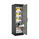 Armario de seguridad tipo 90 asecos Q-PEGASUS-90, puerta batiente con cierre automático, bisagra a la derecha, frontal verde reseda, An 599 x P 615 x Al 1953 mm