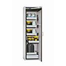 Armario de seguridad tipo 90 asecos S-CLASSIC-90, puerta batiente con sistema de fijación, bisagra a la derecha, frontal gris luminoso, An 596 x P 616 x Al 1968 mm