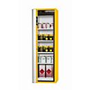 Armario de seguridad tipo 90 asecos S-PHOENIX Vol.2-90, puerta plegable con cierre automático, bisagra a la izquierda, frontal amarillo de seguridad, An 596 x P 616 x Al 1968 mm