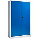 Armario para material Schäfer Shop Select, con cerradura, 4 baldas galvanizadas, 5 OH, An 1200 x Pr 400 x Al 1935 mm, acero, aluminio blanco/azul genciana