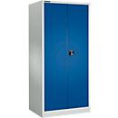 Armario para material Schäfer Shop Select MSI 2509, 5 alturas, 4 estantes intermedios, cerradura de cilindro, 950 mm (ancho) x 500 mm (profundidad) x 1935 mm (alto), aluminio blanco RAL 9006/azul genciana RAL 5010