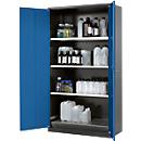 Armario para productos químicos Asecos CS-CLASSIC asecos, puerta con bisagras, 3 estantes, 1055x520x1950 mm, azul genciana