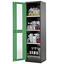 Armario para productos químicos Asecos CS-CLASSIC-G, puerta con bisagras y recorte de cristal, 3 estantes, H 1950 mm, verde reseda