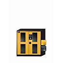 Armario para productos químicos asecos CS-CLASSIC-G, puertas batientes con recorte de cristal, frontal amarillo de seguridad, ancho 1055 x fondo 520 x alto 1105 mm