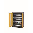 Armario para productos químicos asecos CS-CLASSIC-G, puertas batientes con recorte de cristal, frontal amarillo de seguridad, ancho 810 x fondo 520 x alto 1105 mm