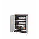 Armario para productos químicos asecos CS-CLASSIC-G, puertas batientes con recorte de cristal, frontal gris claro, ancho 810 x fondo 520 x alto 1105 mm