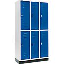 Armario para ropa Schäfer Shop Select, con 3 x 2 compartimentos, 300 mm, con base, cerradura con pestillo giratorio, puerta azul genciana