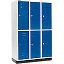 Armario para ropa Schäfer Shop Select, con 3 x 2 compartimentos, 400 mm, con base, cerradura con pestillo giratorio, puerta azul genciana